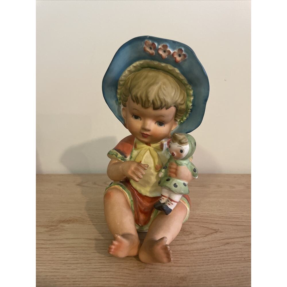 VTG 7” Lipper and Mann Bisque Porcelain Piano Baby Girl Doll Figurine 15/64